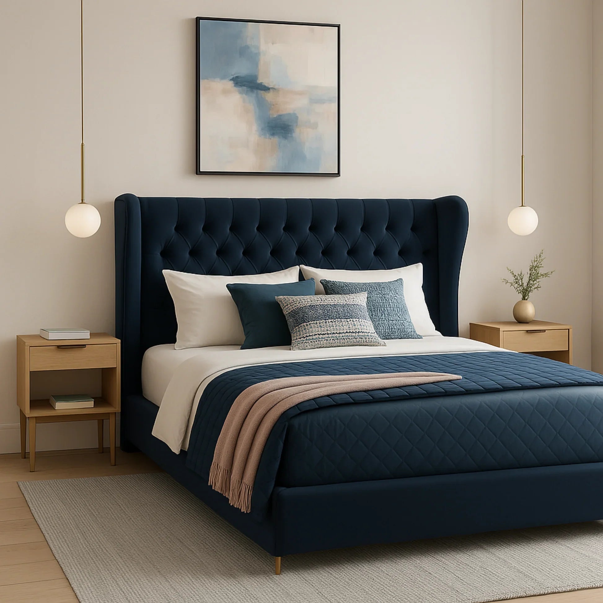 Opulent Italian-Inspired Hand-Carved Royal Wooden Bed