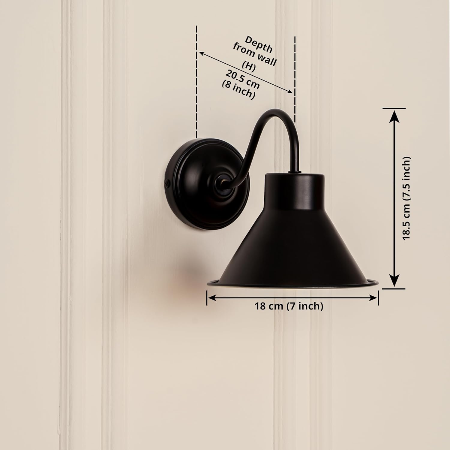 Vintage Industrial Wall Lamp Black Polished for Bedside, Living Room, Restaurants, Cafes & Hotel