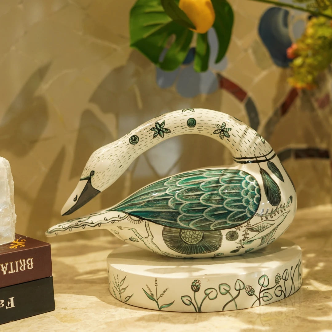 Curlew - Handcrafted Ceramic Swan Sculpture