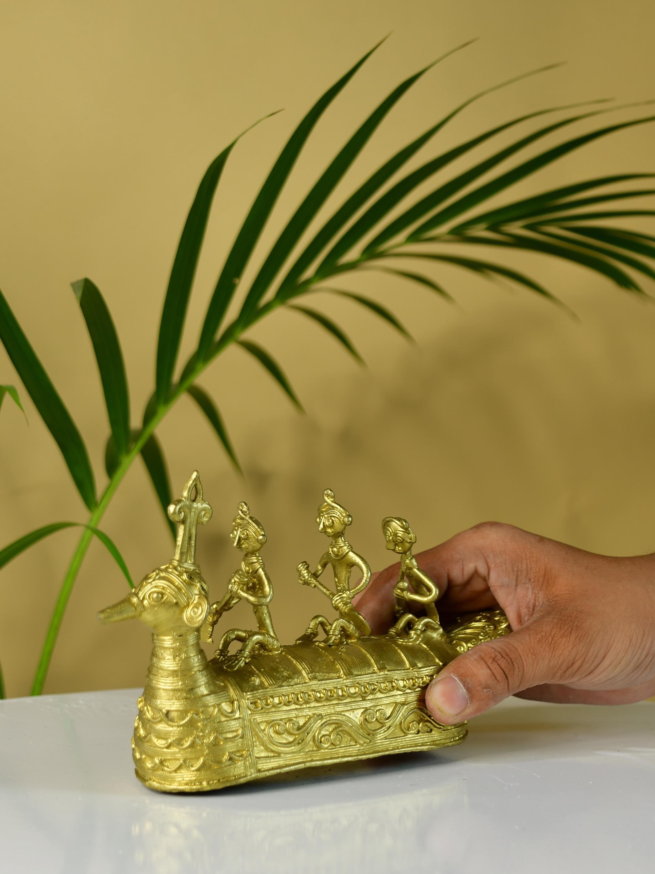 Premium Brass Dhokra Art Ancient Boat