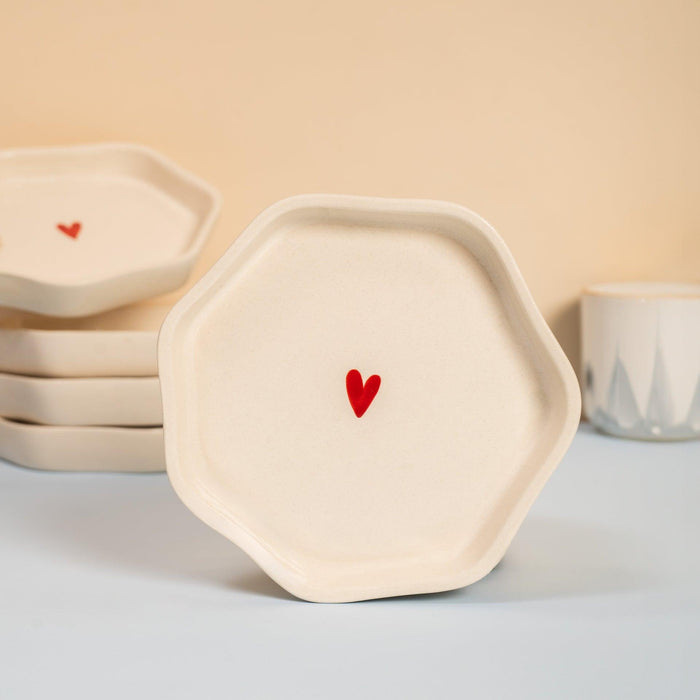 Ceramic Single Heart Plate for Aesthetic Decor & Trinket Tray for Jewelry