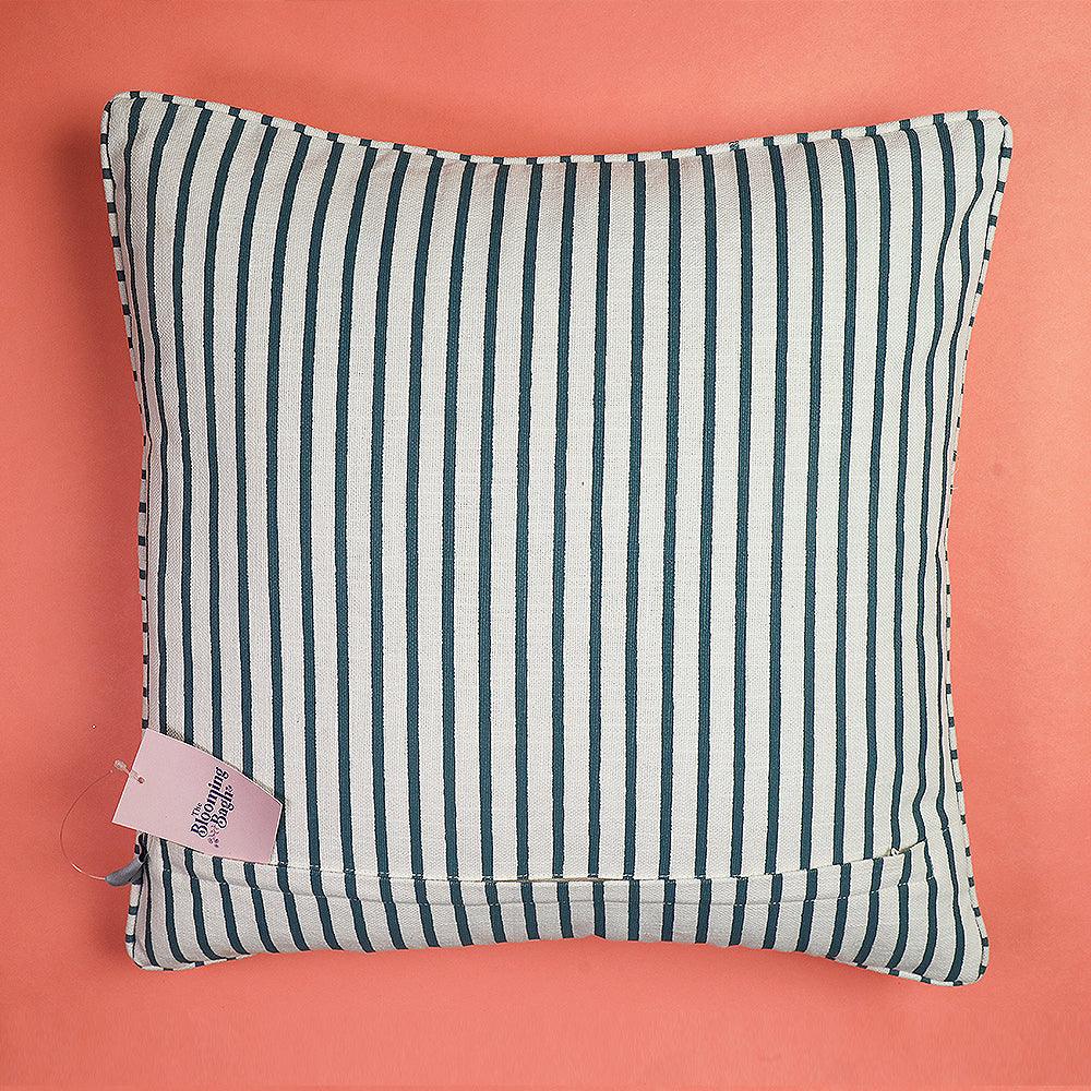 One Orchid Oasis Sofa Cushion Cover  Hand Embroidered Cotton Cushion Cover | Multicolour Decorative Sofa Pillow Cover