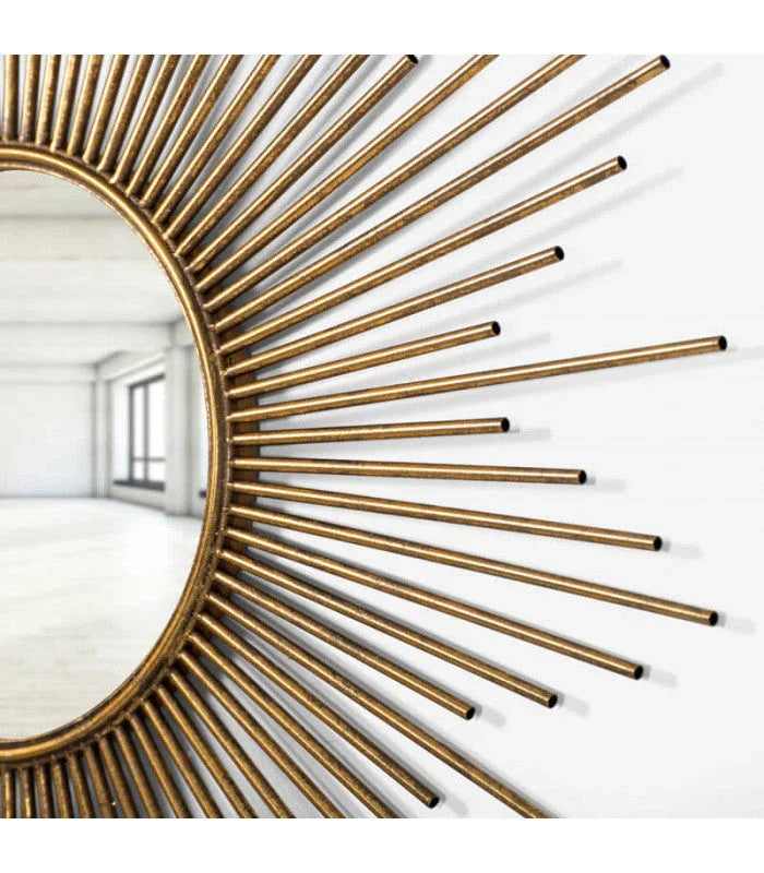 Sunburst Designer Wall Mirror | Elegant Circular Accent Mirror for Home Decor