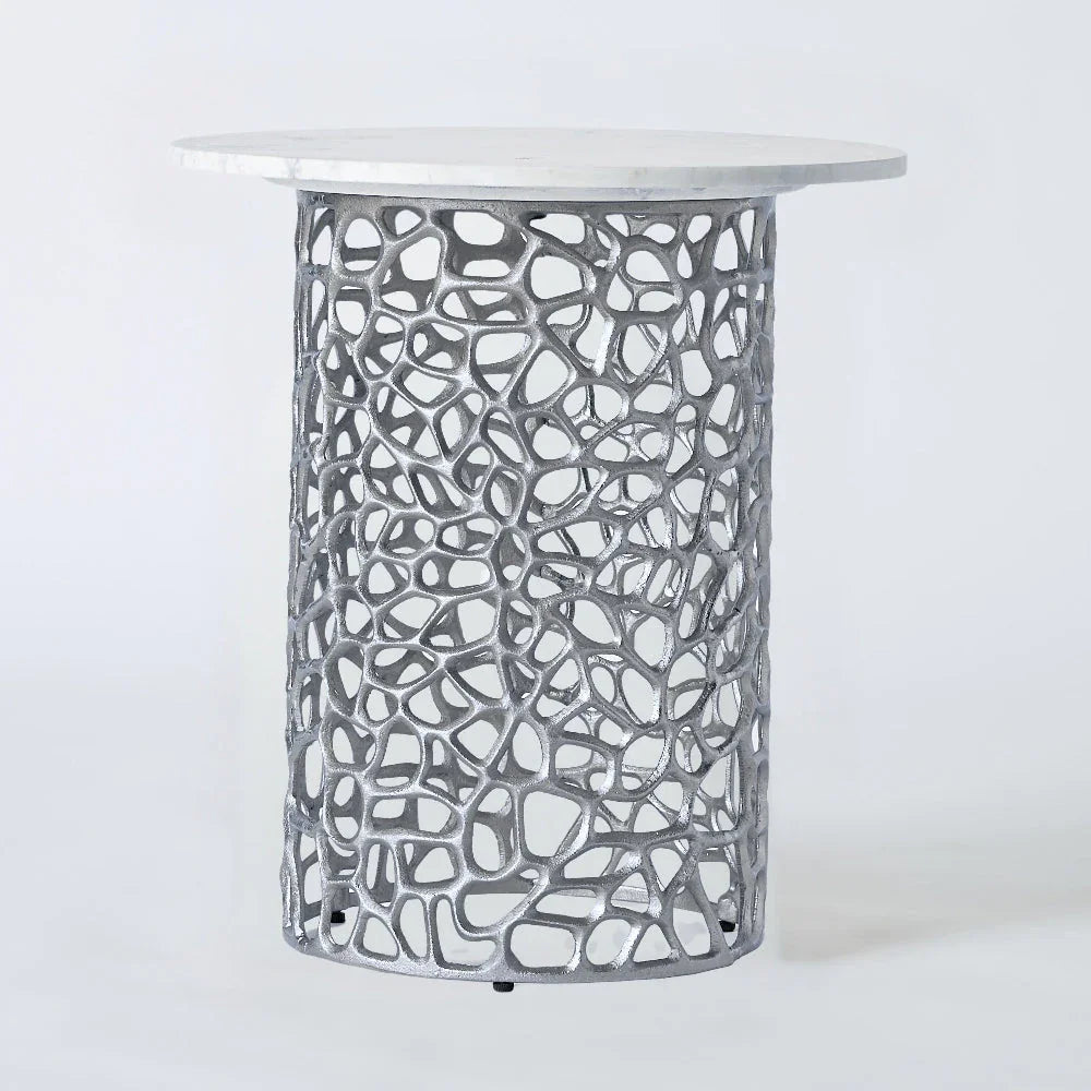 Dolce Marble Side Table | Designer Round End Table For Living Room |  Luxurious Teapoy Table