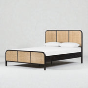 Modem Solid Teak Wood And Cane King Size Bed