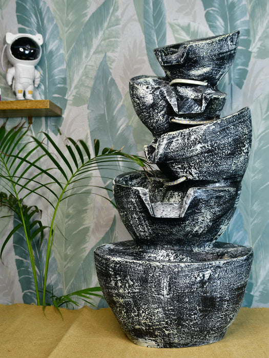 Multi-Bowl Stone Water Fountain – Cascading Waterfall Feature for Elegant Home Decor & Gifts