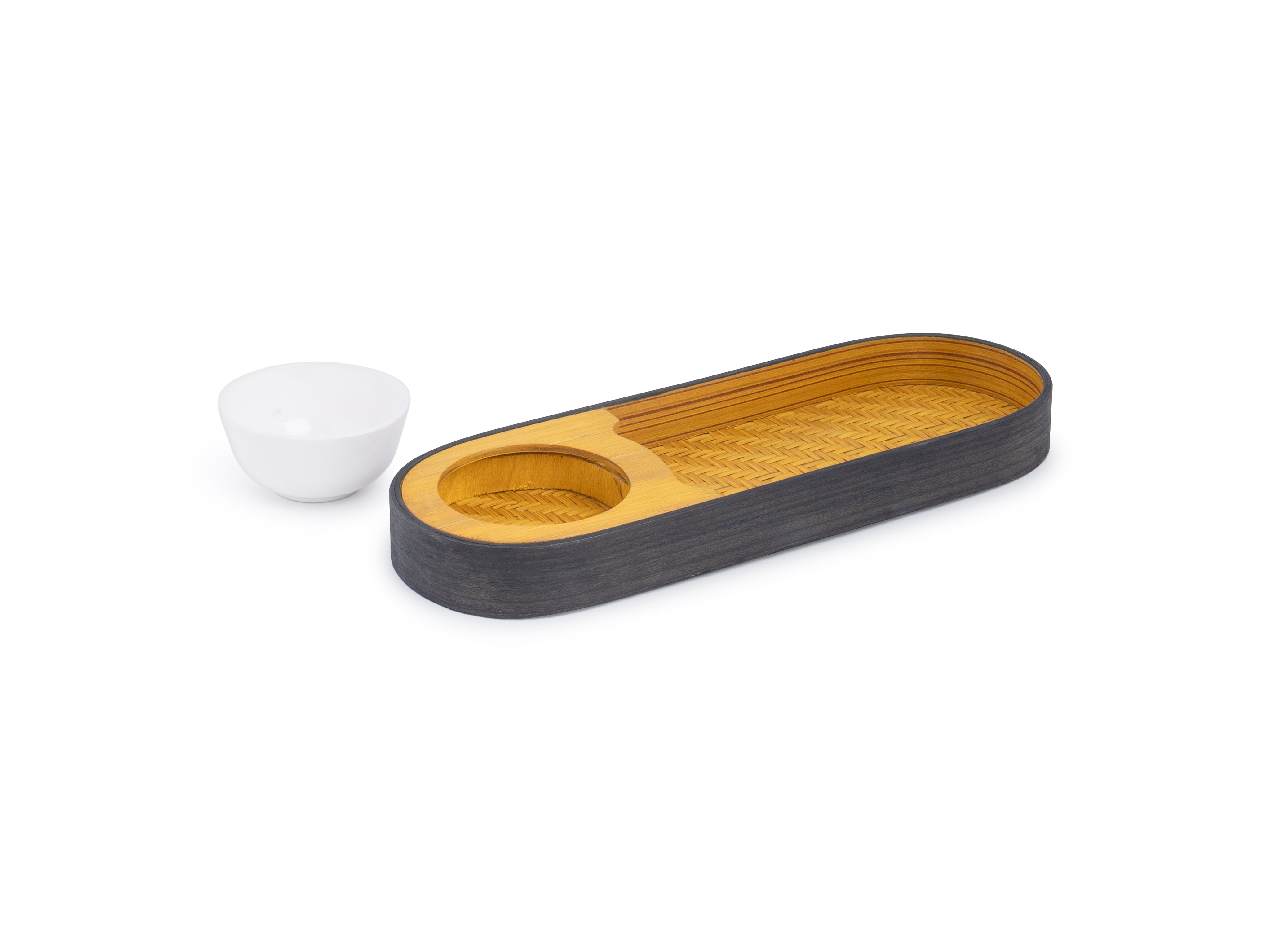 Bamboo Oval Snacks Platter With Bowl
