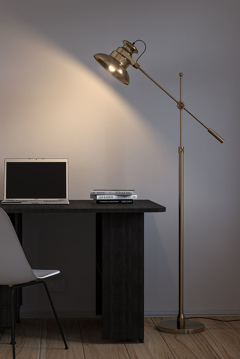 Modern Reading Task Floor Lamp Standing Focused Light Adjustable Height and Moveable Brass Antique finish