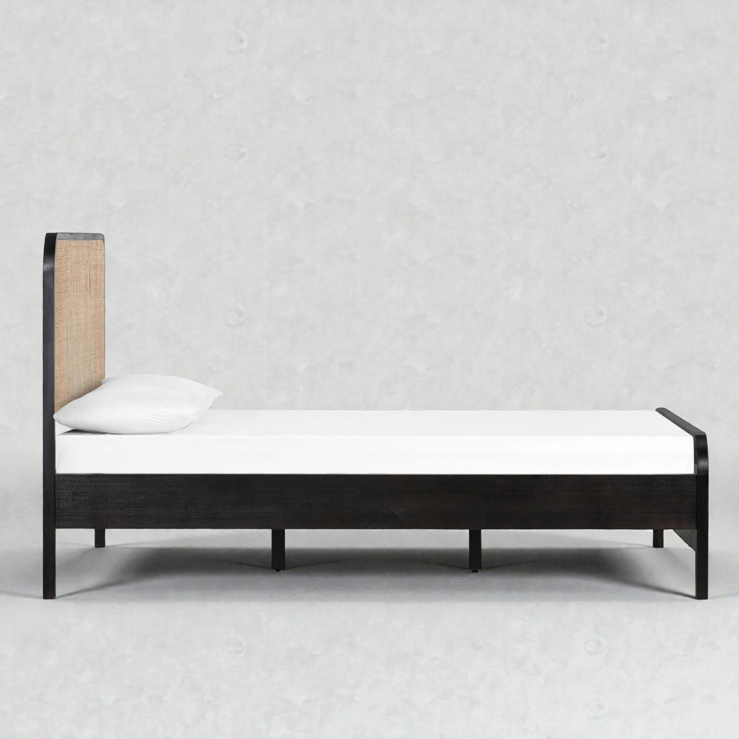 Modem Solid Teak Wood And Cane King Size Bed