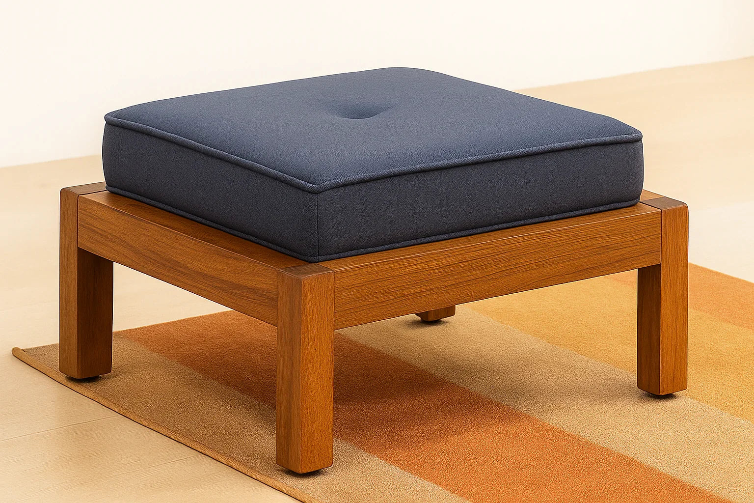 Pixel 4-Seater Coffee Table for Living Room | Mango Wood Center Table with 4 Seater Stool