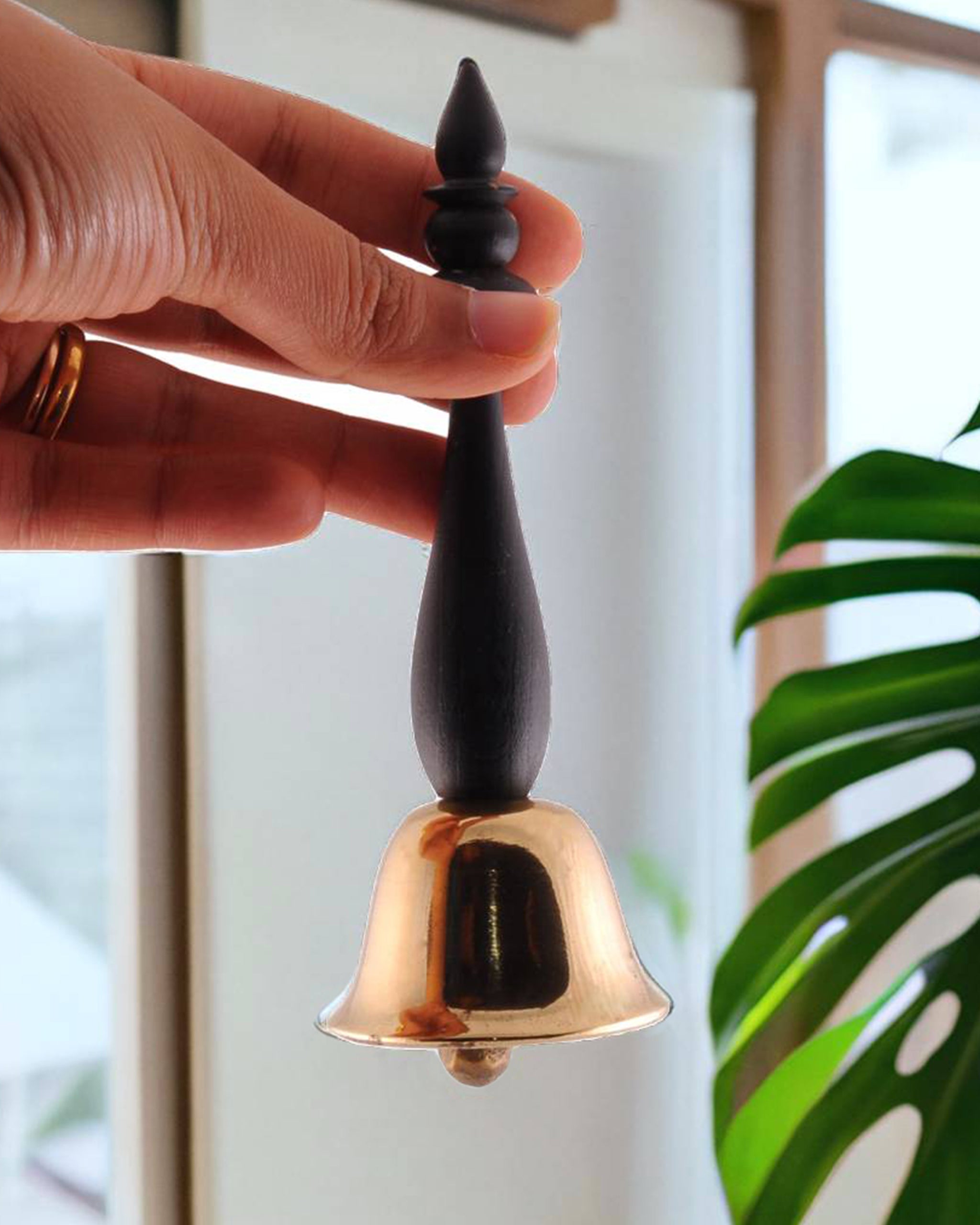 Brass & Wooden Temple Bell | Handcrafted Decorative Bell for Home Décor