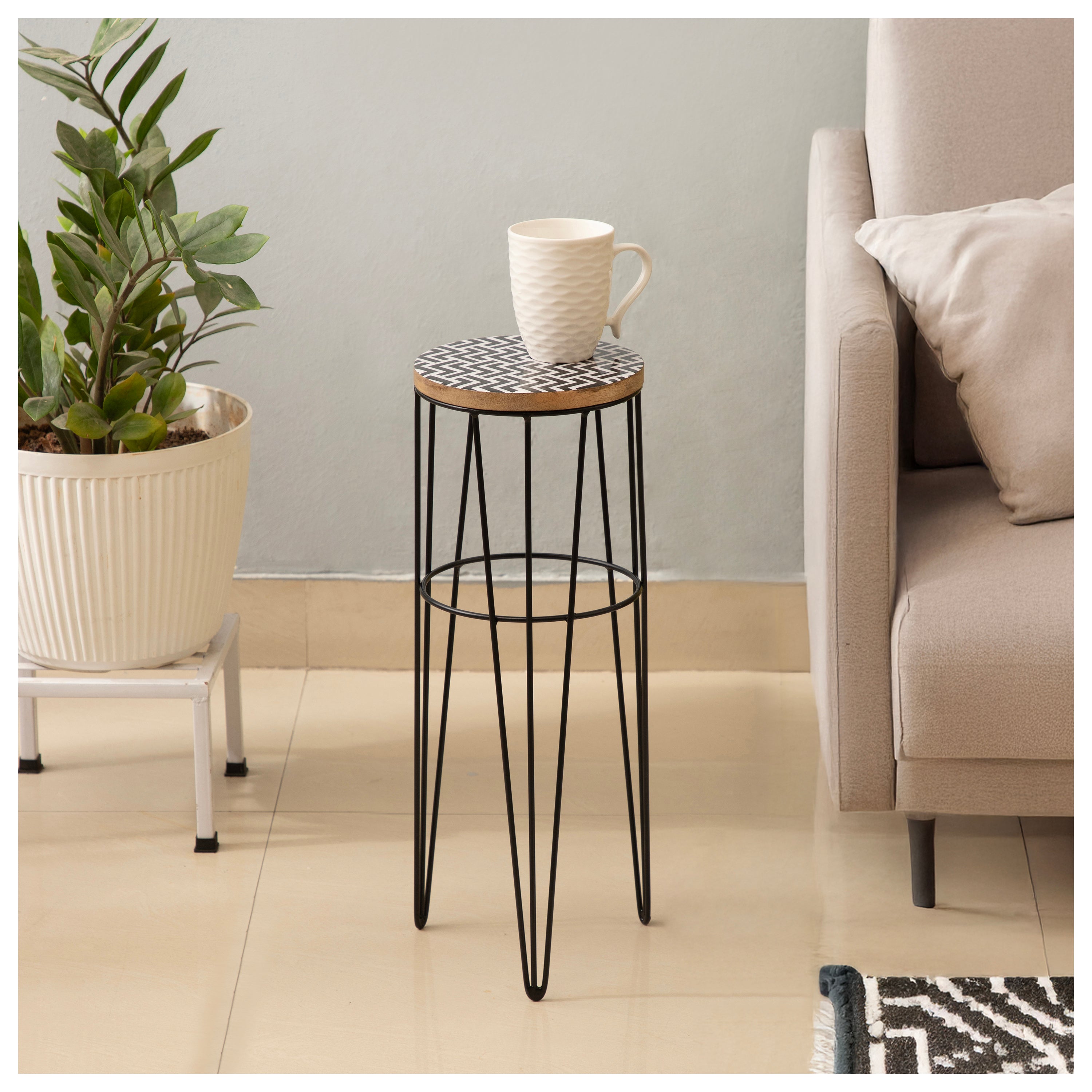 Noir Chevron Side Table