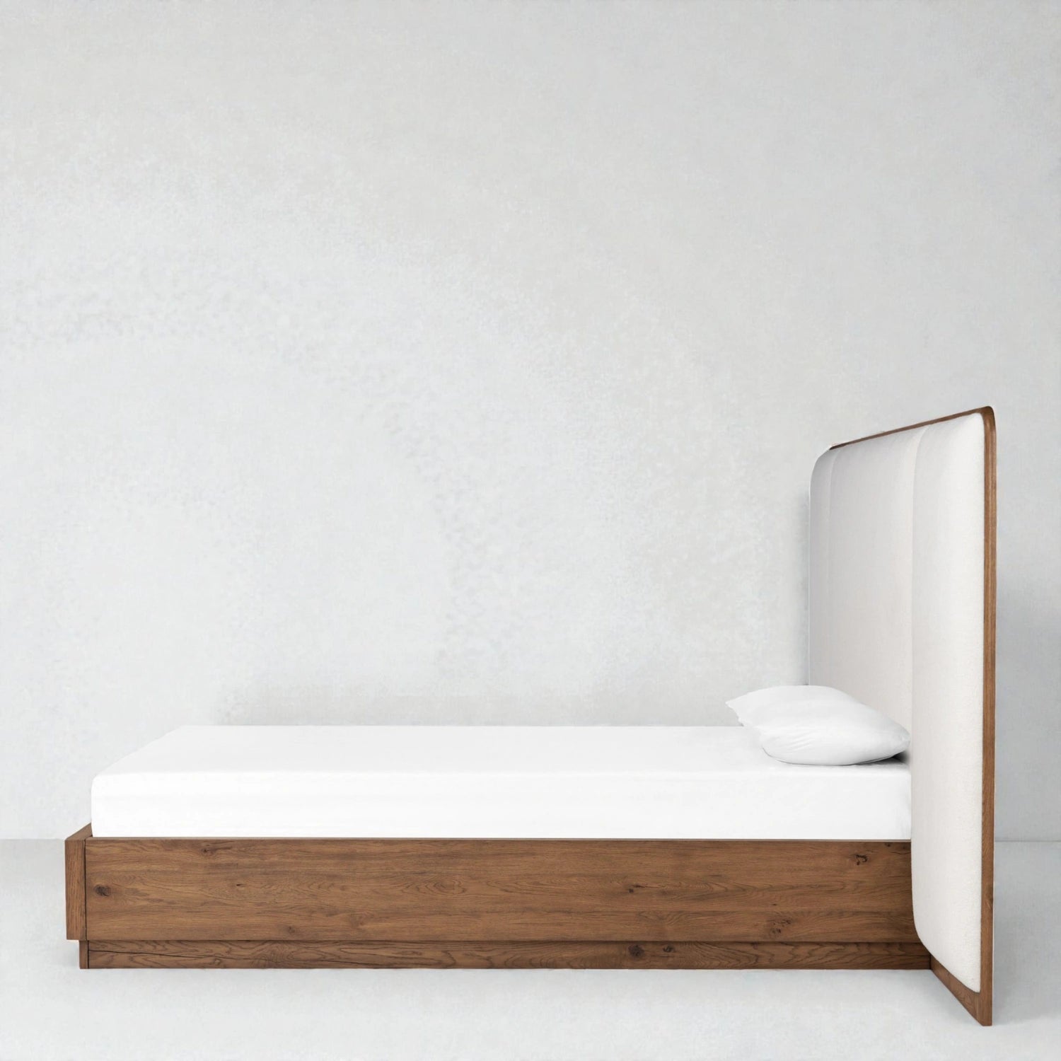 Ronald Solid Ash Wood And Fabric Upholstered King Size Bed