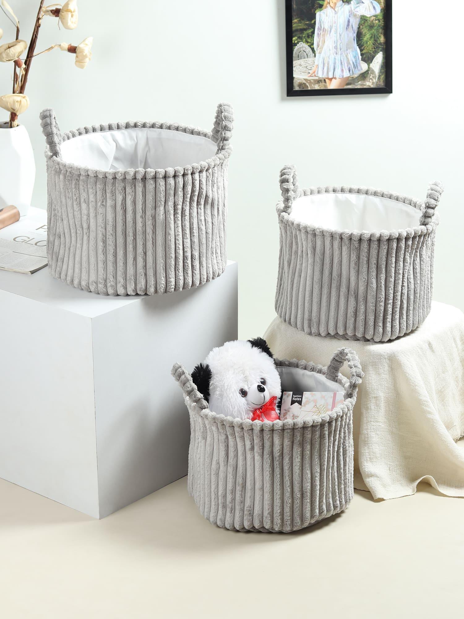 Cloud Weave Fabric Basket Soft Grey Set of 3