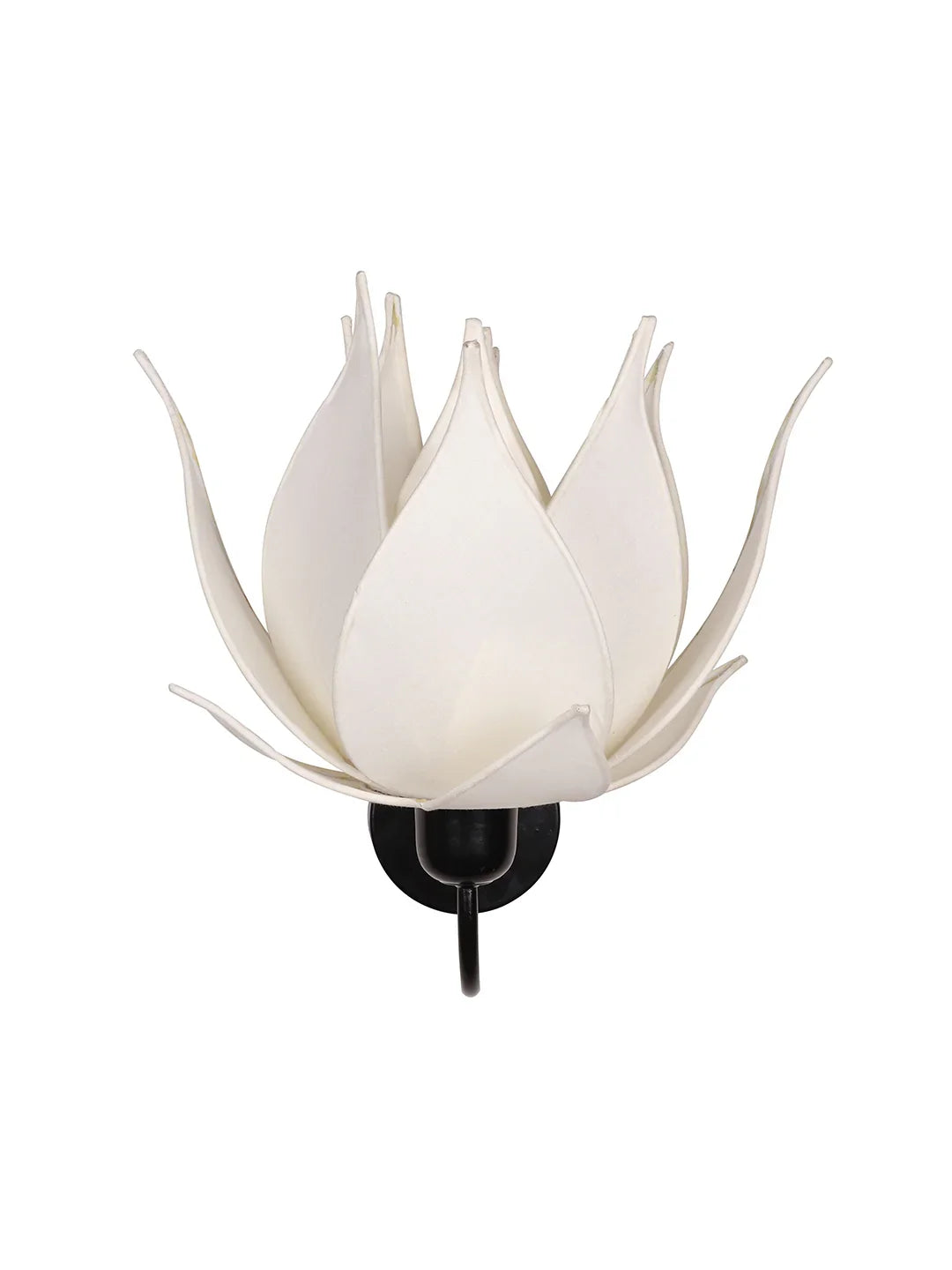 Auspicious Ivory Blooming Lotus Fabric Wall Sconce