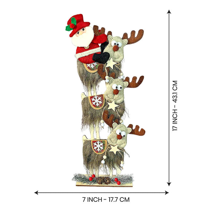 3 Tier Wooden MDF Stacked Reindeer & Santa chiristmas Home and Office Décor