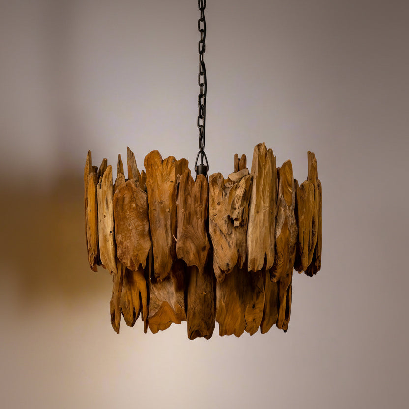 Rustic Wooden Chandelier Lamp