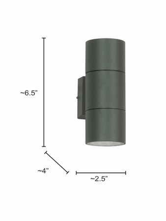 Modern Grey Cylindrical 10W Up-Down Double LED Outdoor Aluminium Bulkhead Wall Light