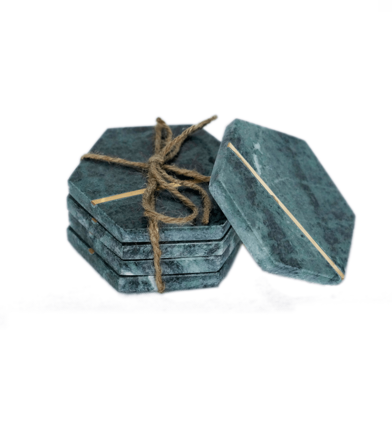 Marble Tea/Coffee/Cocktail Coaster Set of 4 pcs, Table Decorative Cocktail Coaster (Hexagon) Heat-Resistant Coasters for Hot & Cold Beverages