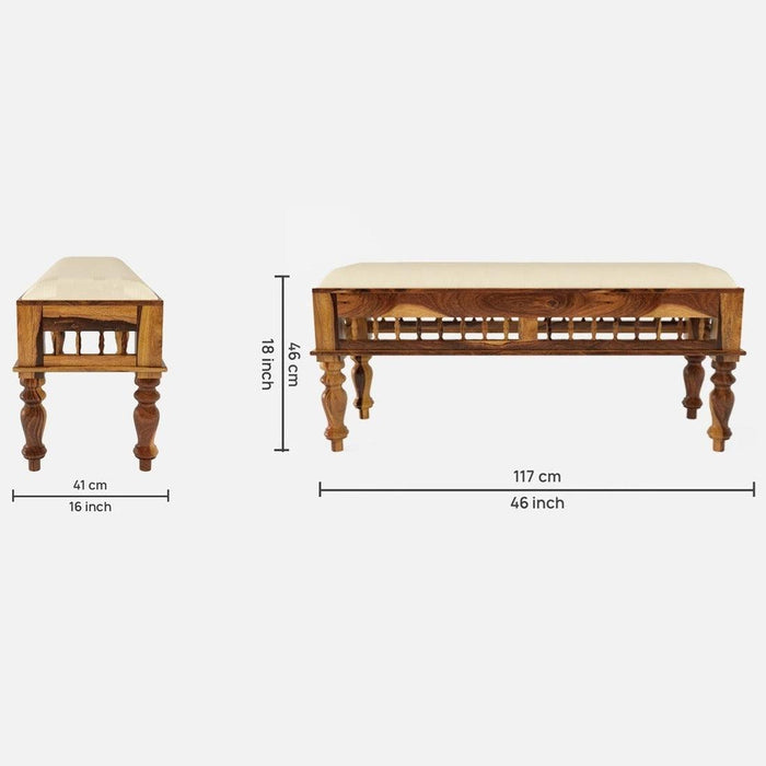 Rinika Bench | Decorative Siting for Living Room | Sheesham Wood Furniture