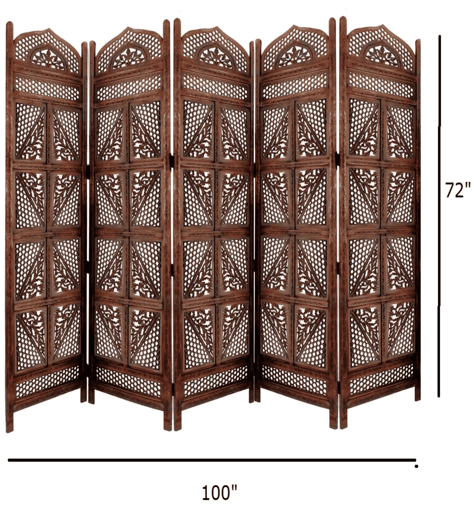 Mango Wood Folding Room Divider with Decorative MDF Jali