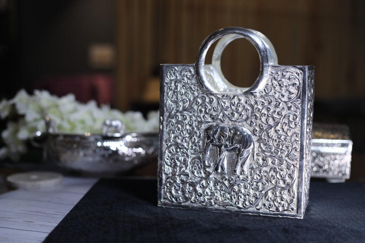 Elephant Basket for Table Decor | Decorative Brass Vase for Flower