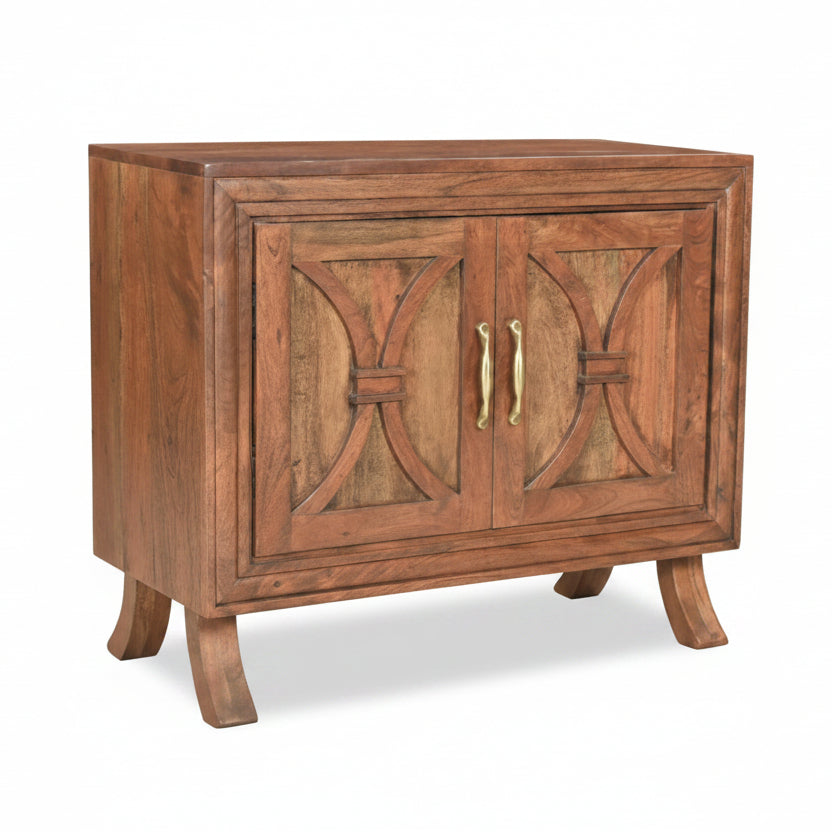 Sienna 2-Door Acacia Wood Cabinet | Modern Wooden Storage Cabinet Unit