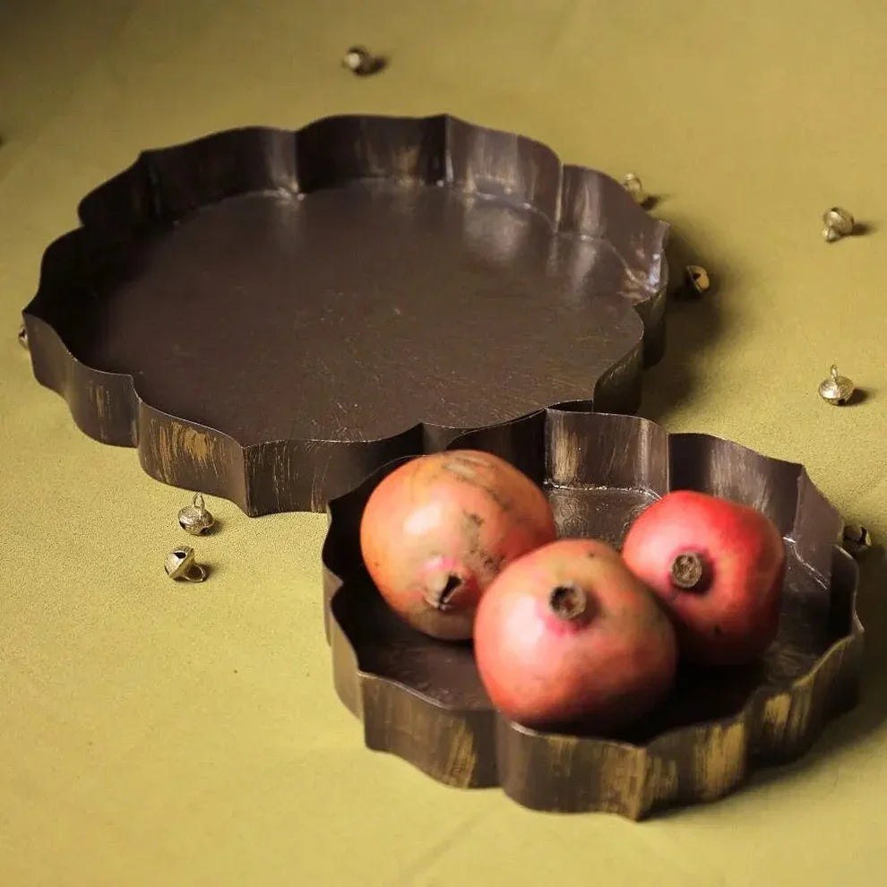 Lotus Urli Set of 2 – Decorative Metal Urli Bowls in Antique Brown for Home Décor, Pooja Room & Festive Decoration