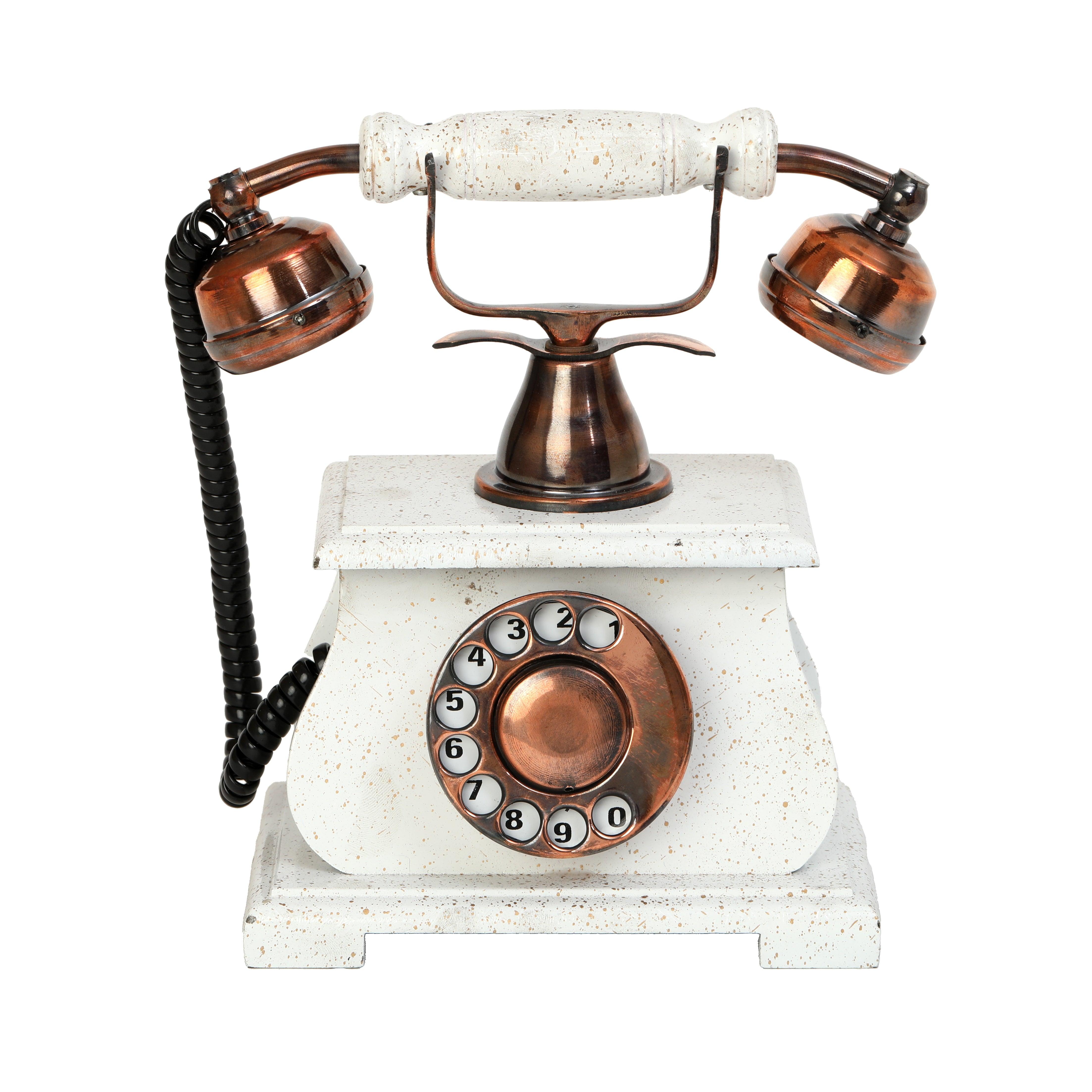 Vintage Handmade Brass and Wood Antique Telephone Royal Model