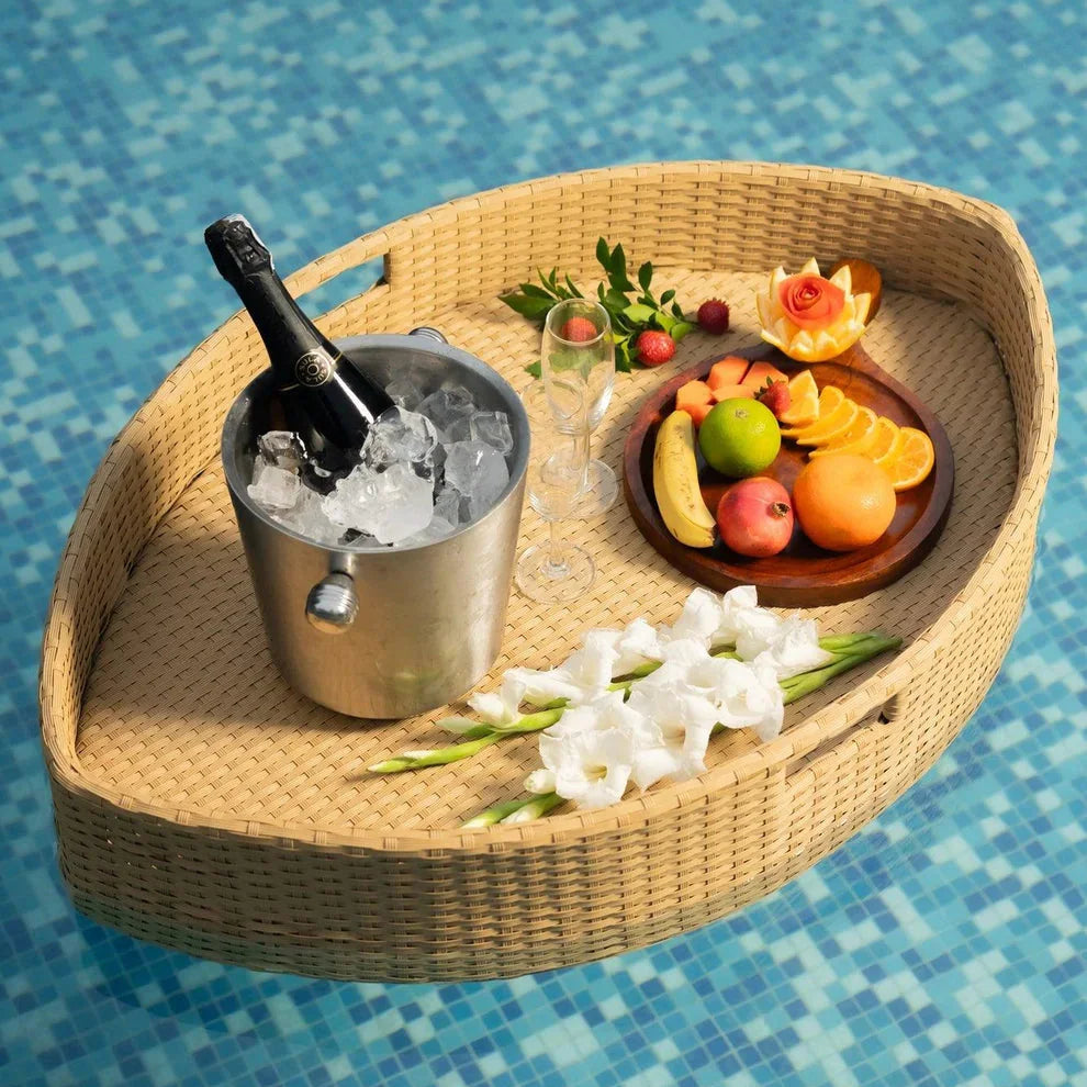 Luxury Light Brown Boat Shape Floating Serving Tray
