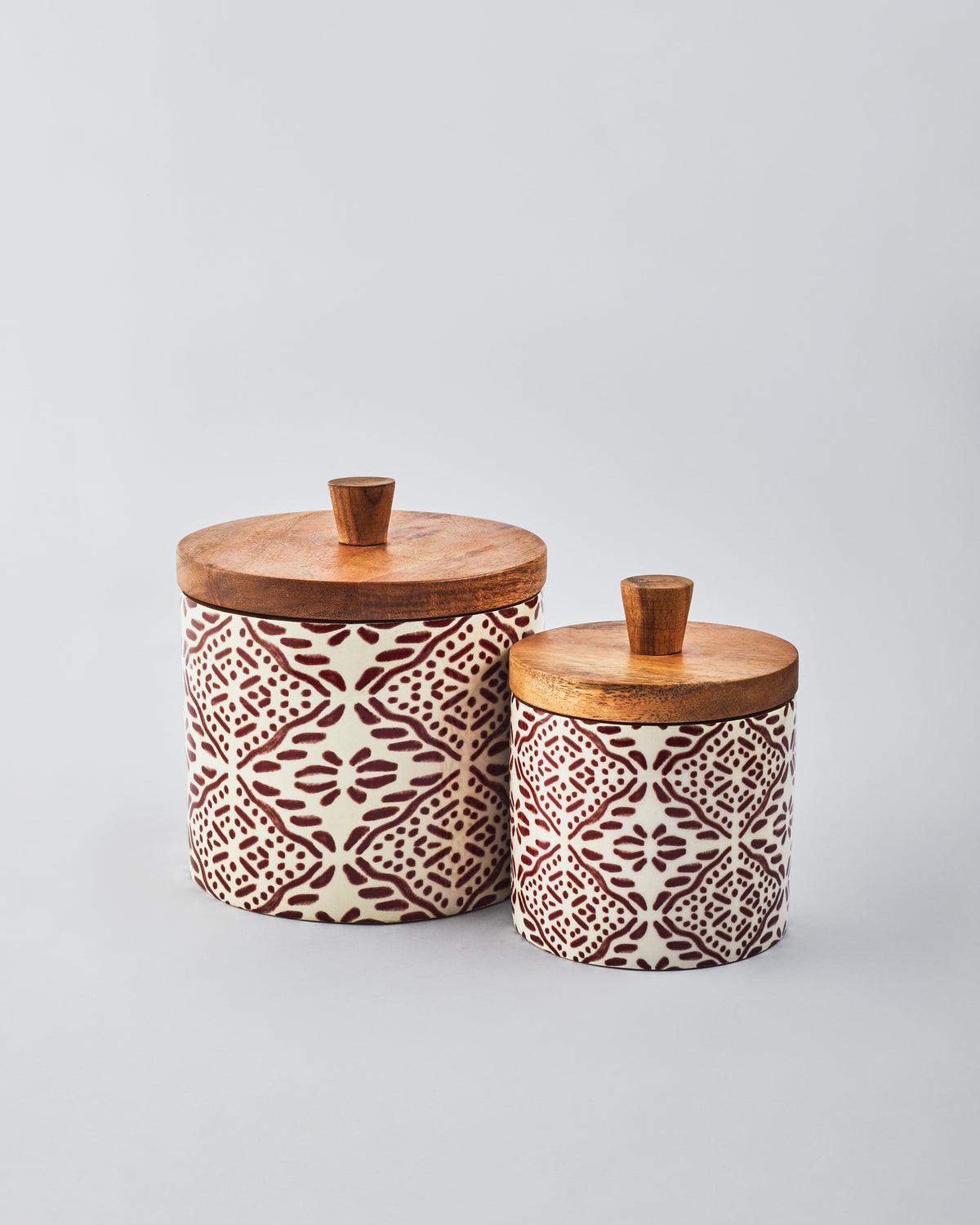 Tuli Wooden Storage Jar with Airtight Lid | Handmade Acacia Wood Jar for Kitchen & Pantry Storage