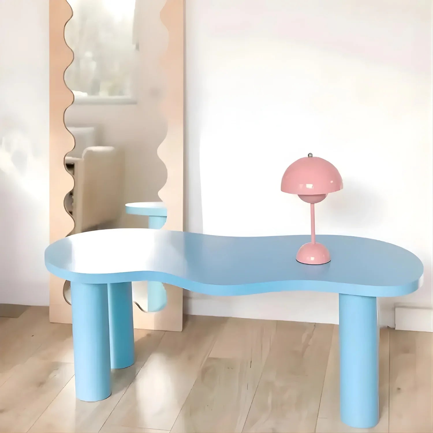 Computer Desk Study Desk with Rounded Edges & Plump Legs Multicolours (Set of 3)