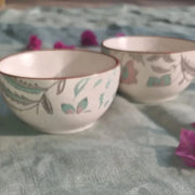 Blue Bougainvillea Dip Bowl | Handcrafted Stoneware Snack Bowl | Elegant Serving Bowl for Kitchen &amp; Dining Decor - 1Pc