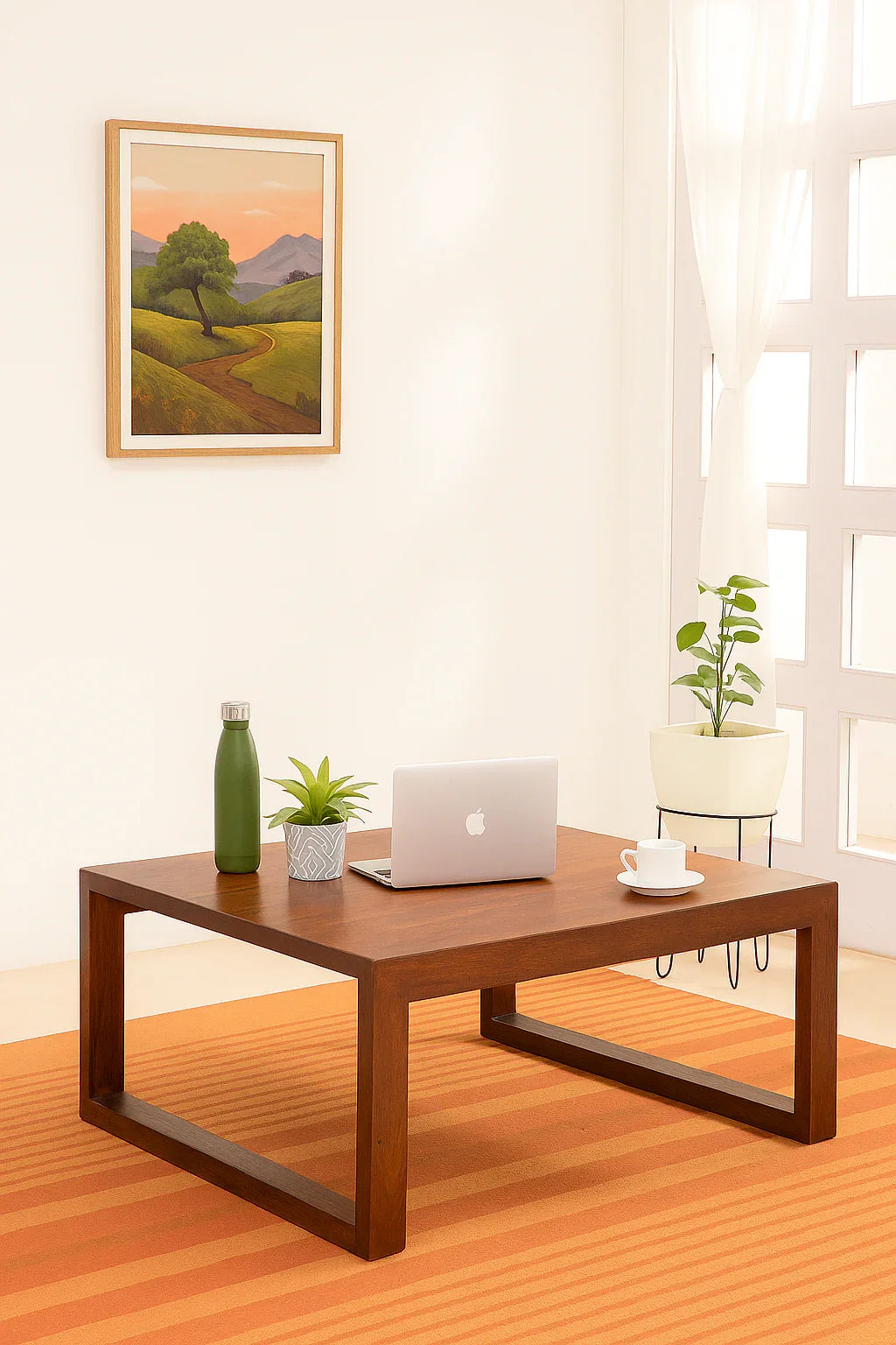 Kavvayi Wooden Coffee Table | Acacia Wood Center Table for Living Room