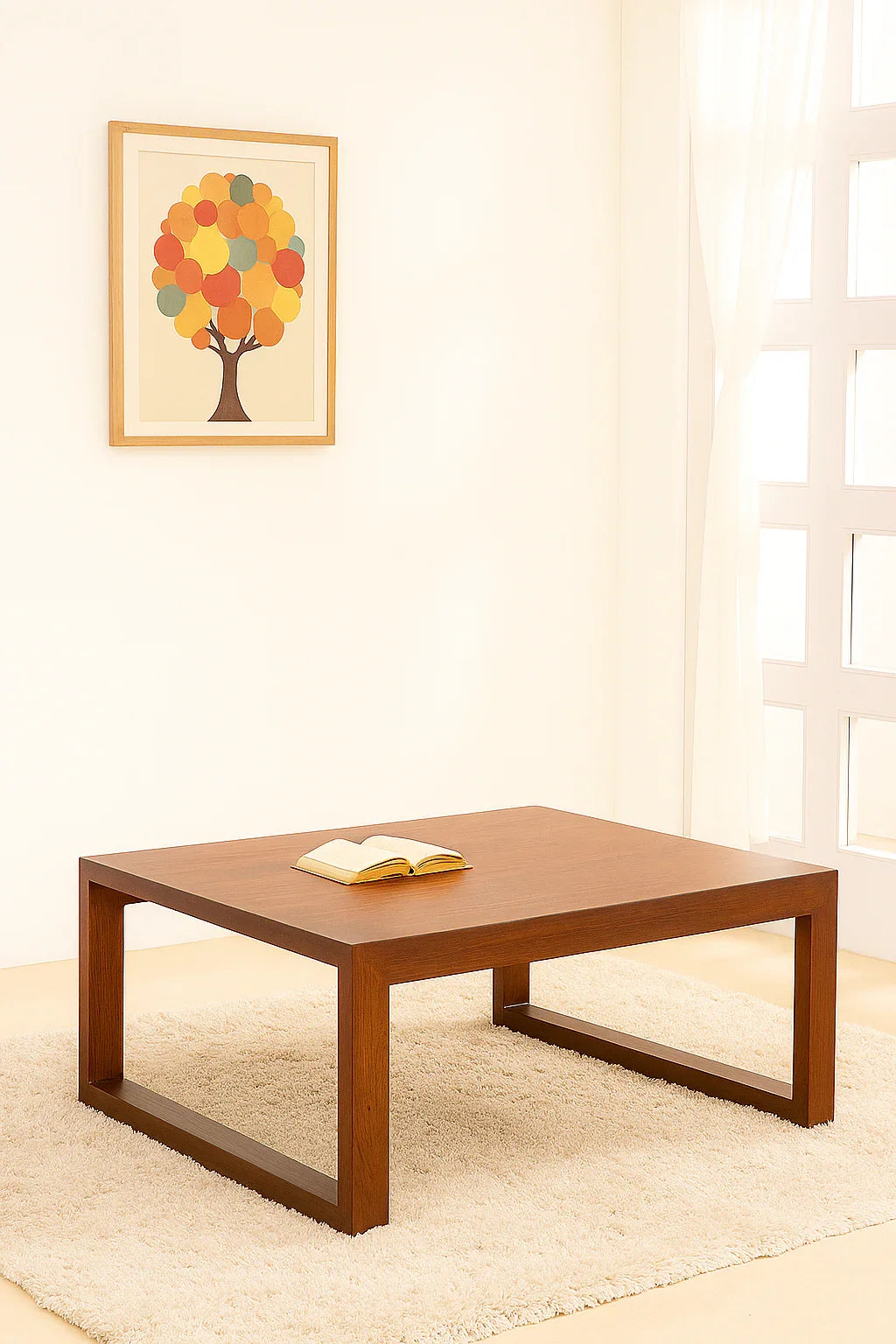 Kavvayi Wooden Coffee Table | Acacia Wood Center Table for Living Room