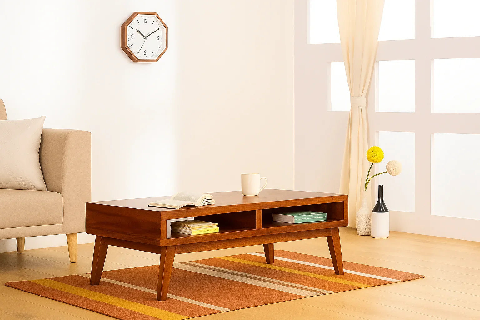 Andrott Acacia Wood Centre Table | Coffee Table for Living Room