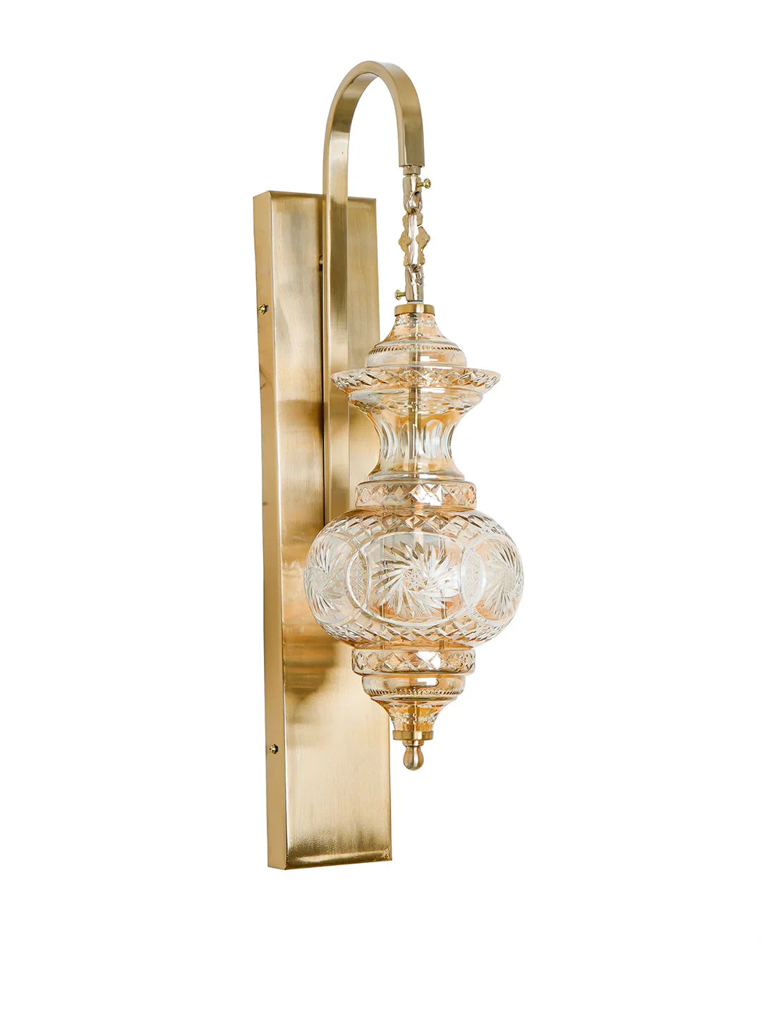 Sun-Kissed Diamonds Dance: Hand-Cut Golden Luster Glass Wall Light - Moroccan Magic