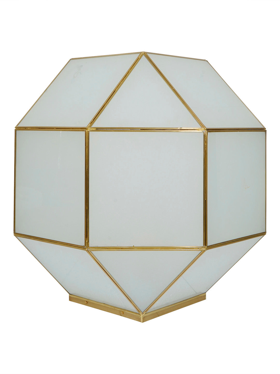 Geometric Grandeur: Frosted Glass Large Gate Light with Gold Frame