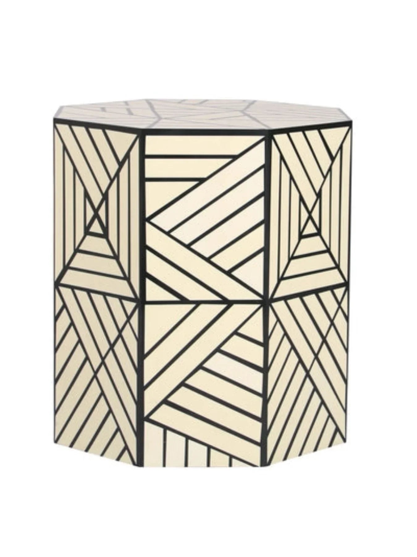 Resin Inlay Geometric Monochrome Side Table