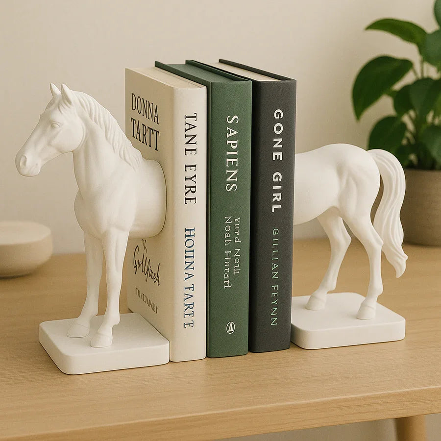 Premium Half Horse Resin Bookends | Heavy-Duty Decorative Book Holder for Shelves, Desks &amp; Tables | Artistic Book Holder