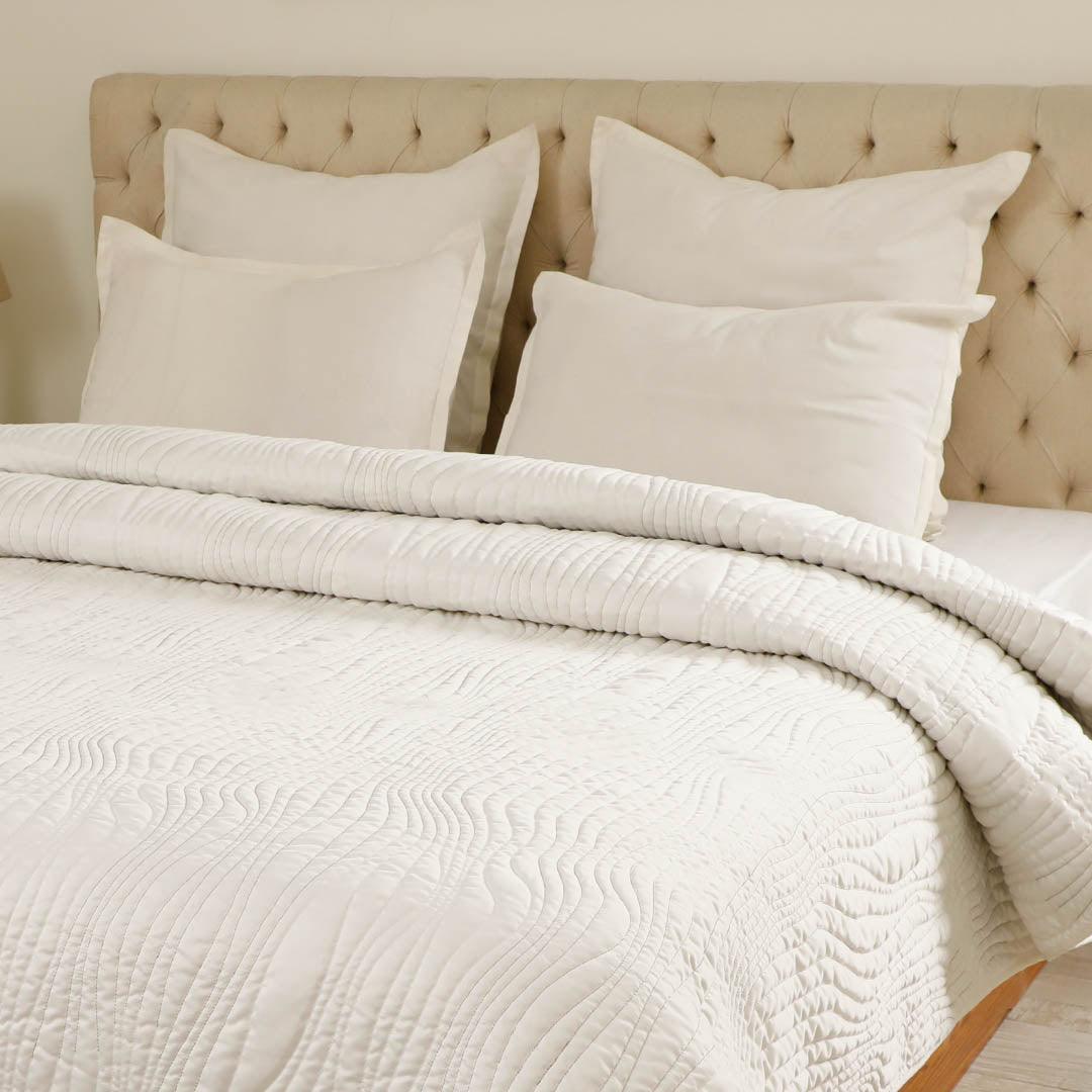 Ivanna Off-White Bedspread | Poly Satin / Cotton