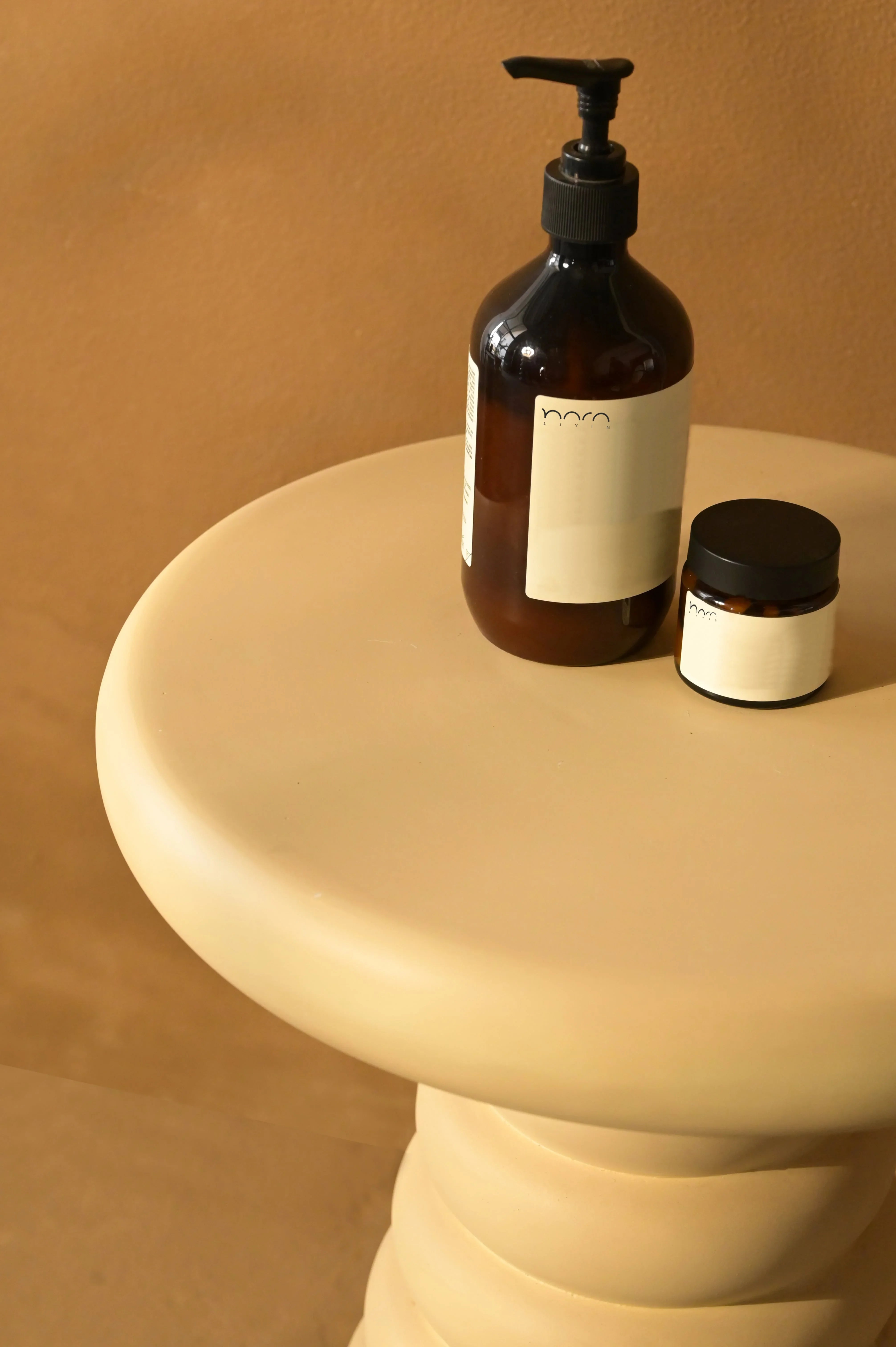 Pillar Cream Side Table | Modern Accent Table for Living Room & Bedroom