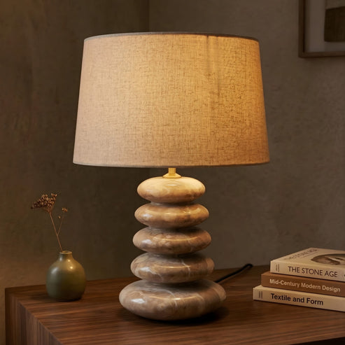 Kora Panther Marble Table Lamp Base | Luxury Natural Stone Lamp for Modern Interiors