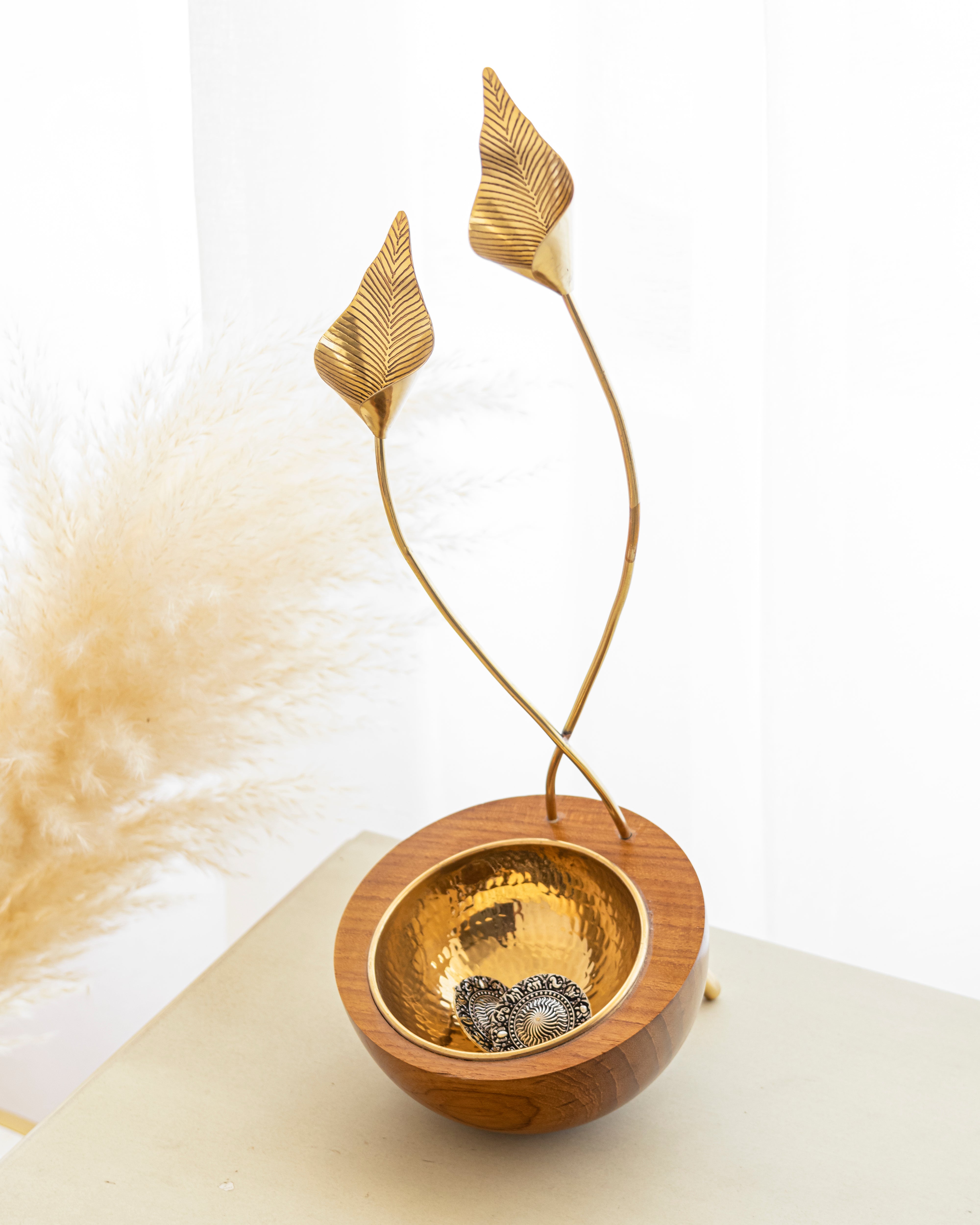 Calla Lily Bowl | Brass And Wood