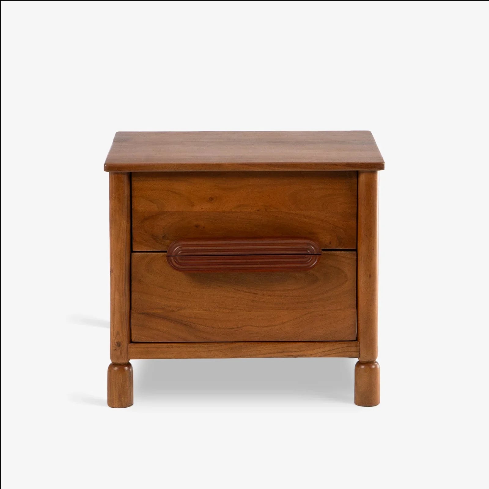 Varnika Bedside Table | Teak Finish Acacia Wood Nightstand | Small Side Table