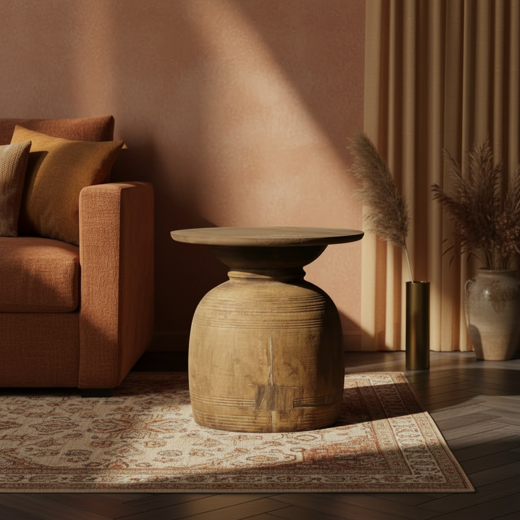 Handcrafted Wooden Side Table | End Table For Living Room
