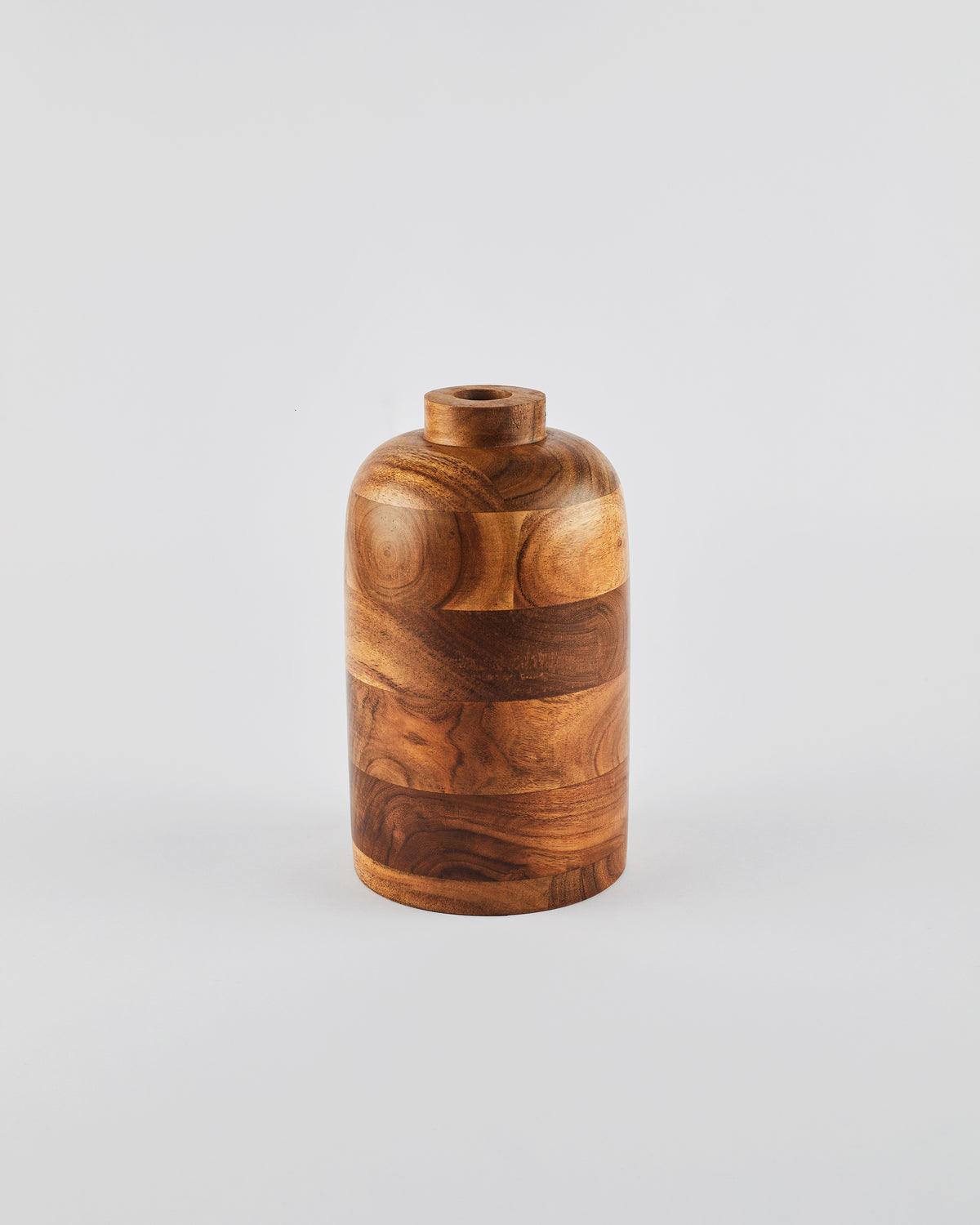 Acacia Wood Flower Pot | Elegant Flower Vase for Home and Office Decor