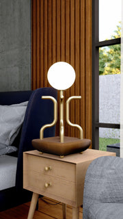 Samaras Designer Table Lamp | Teak Wood Modern Table Lamps for Living Room