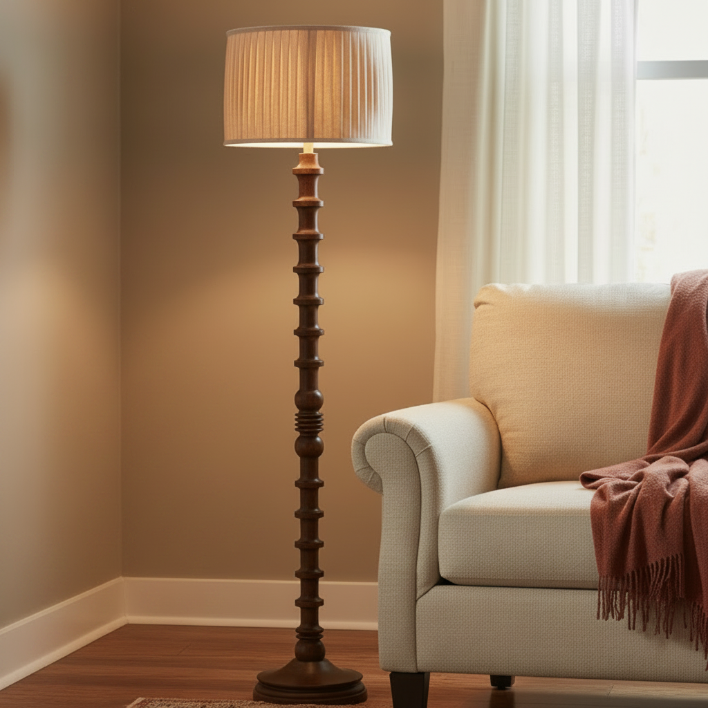 Handturned Mango Floor Lamp
