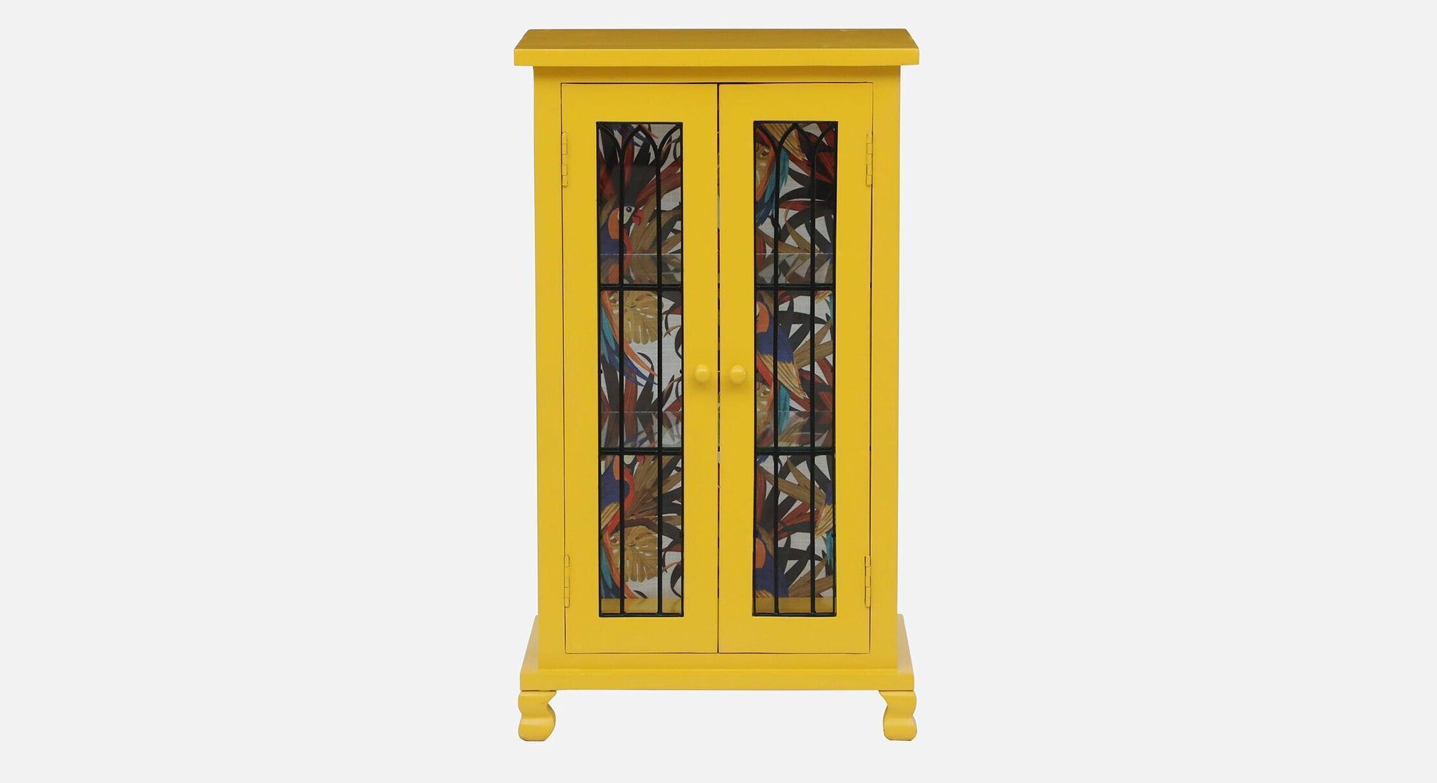 Yellow & Black Metal Wood Cabinet | Cupboards for Living Room